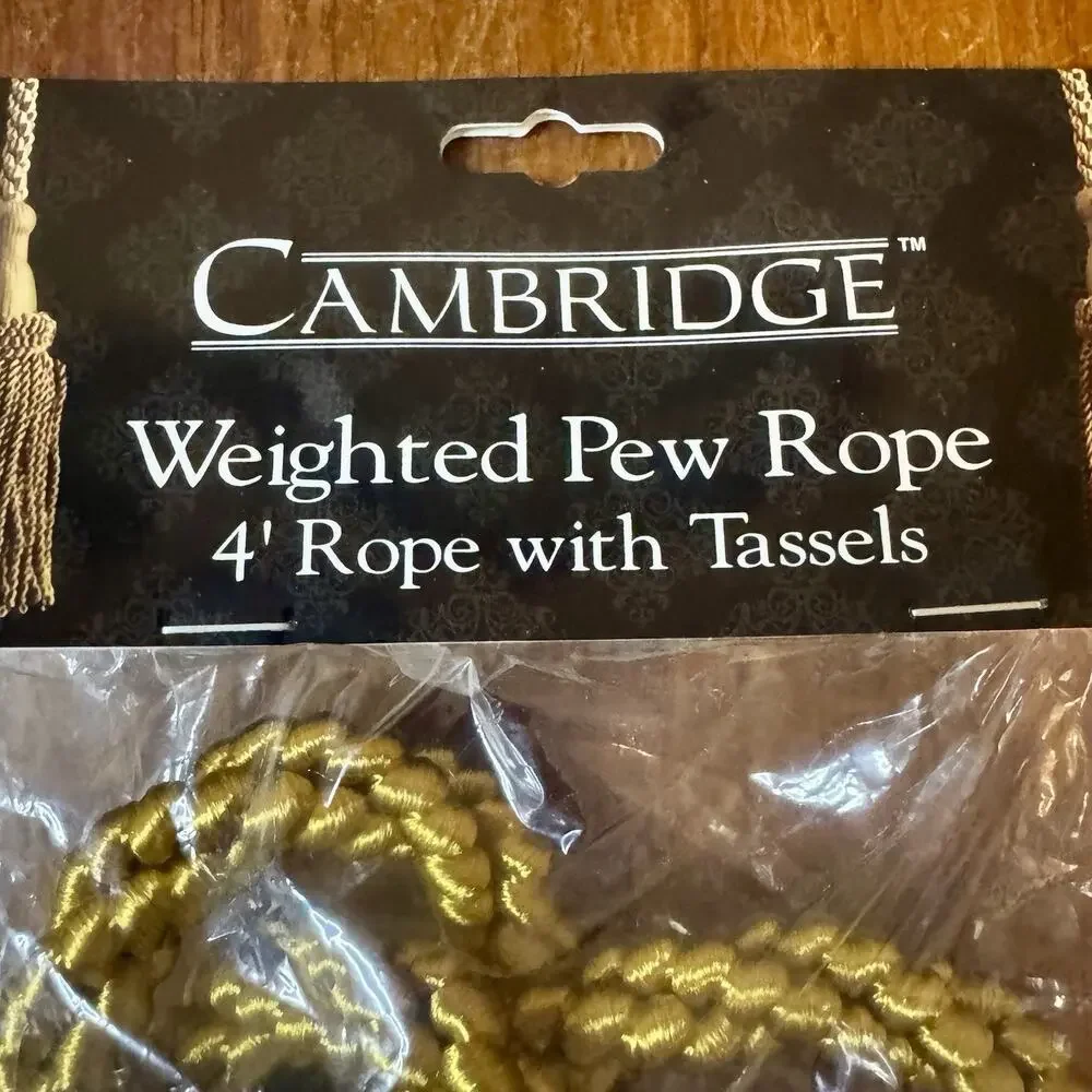 Cambridge Weighted Pew Rope 4 Ft Gold Braided Rope 5” Tassels Pair New